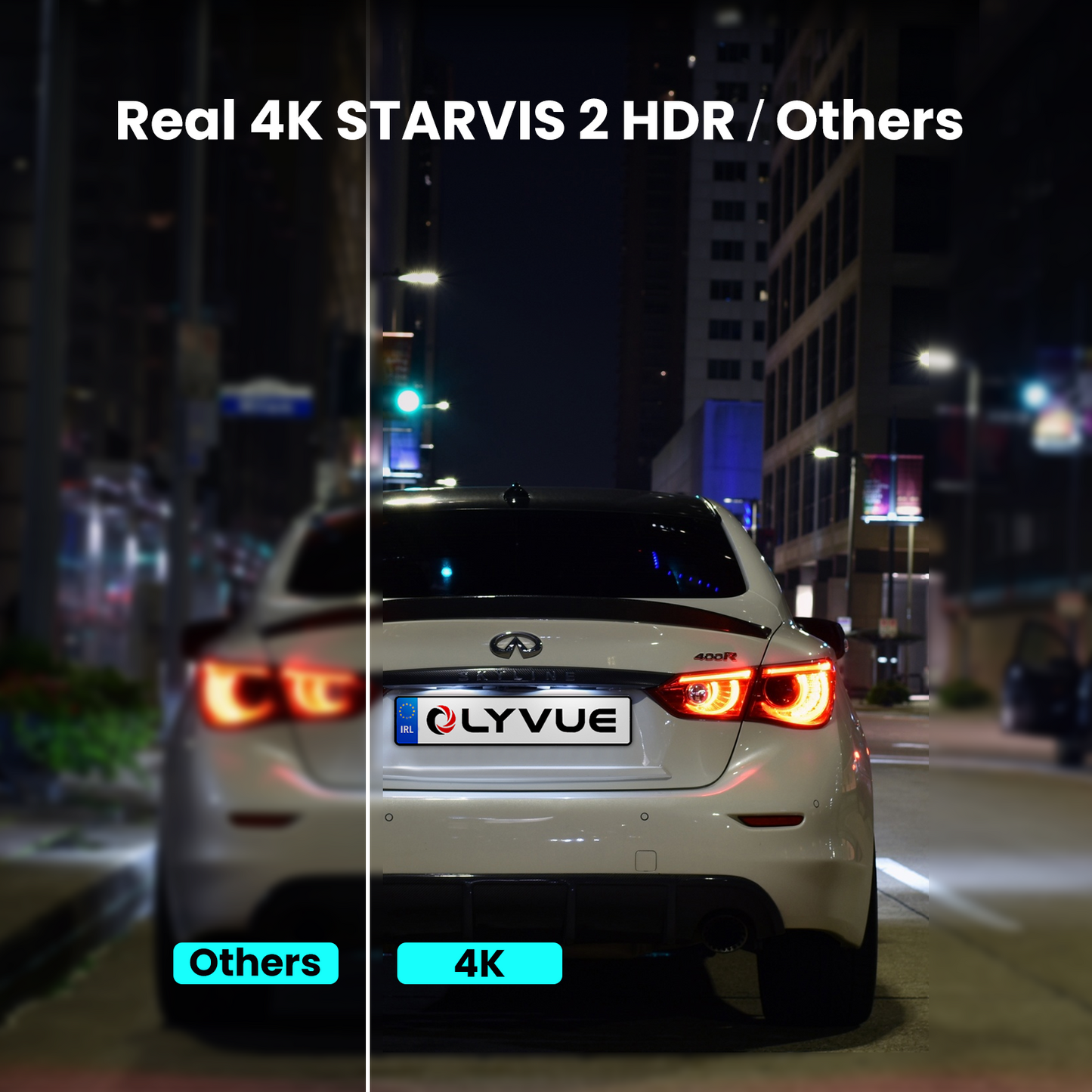 OLYVUE V66 4K HDR Dash Cam with Dual Sony STARVIS 2 Sensors Super Night Vision 5GHz Wi-Fi