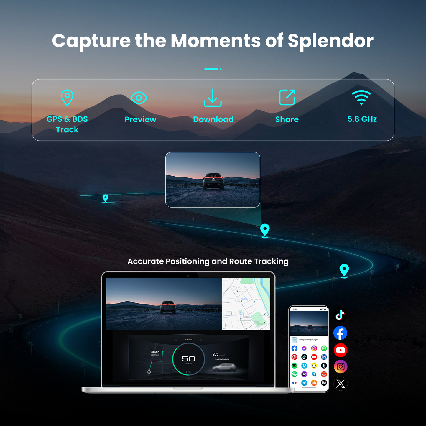 OLYVUE V77 4K front and rear HDR Dash Cam with Dual Sony STARVIS 2 Sensors Super Night Vision 5GHz Wi-Fi