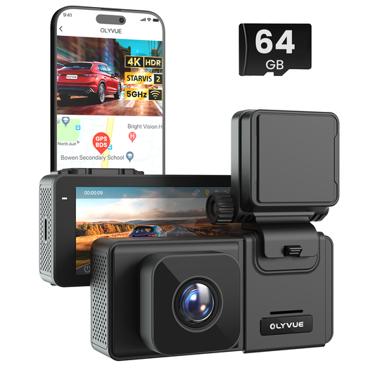 OLYVUE V66 4K HDR Dash Cam with Dual Sony STARVIS 2 Sensors Super Night Vision 5GHz Wi-Fi